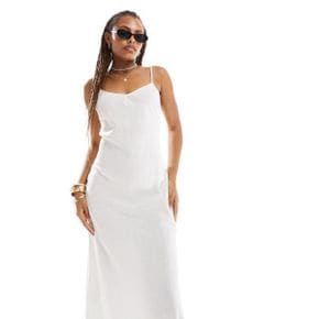 4729887 Cotton On Cotton On 90s cami maxi slip dress in white linen mix