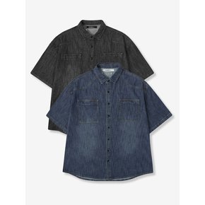 Cooling Western Short-sleeve Denim Shirt -  2COL