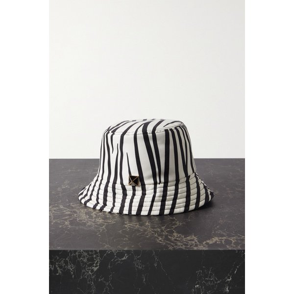 Roman Stud Zebra-print Twill Bucket Hat 블랙