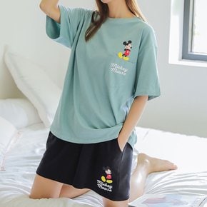 (디즈니정품) 뒷짐미키 투피스 여성 여름파자마 잠옷 홈웨어 상하세트