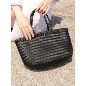 WILLOW BLACK LEATHER BASKET BAG