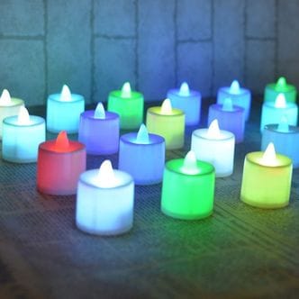 제이큐 칼라 점멸 LED 캔들 이벤트양초 무드등 전자양초 촛불 X ( 10매입 )