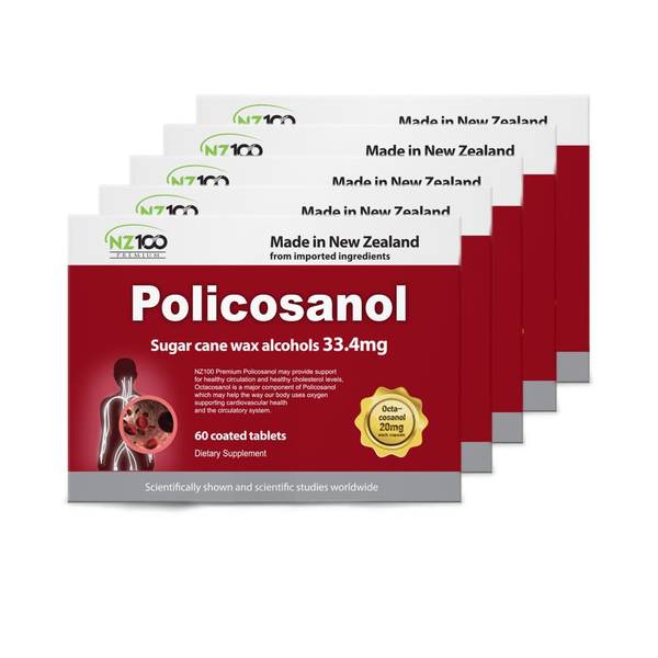 뉴질랜드 NZ100 Policosanol 폴리코사놀 33.4mg 60정 5개