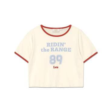 LEE 우먼 그래픽 링거 크롭 티셔츠 크림 LE2502ST67CM
