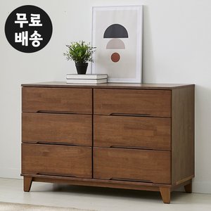 벤티스가구 레빈 고무나무 원목 와이드 서랍장 3단 광폭 삼단 넓은 안방 아이방 대형(A형)