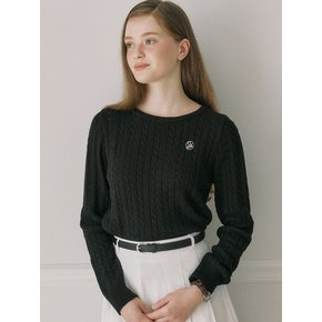 Cable Ribbon Long Sleeve Knit - Black