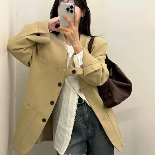 보니제이 / 노카라 블레이져 자켓 태일러드 여성 자켓 빅포켓 브