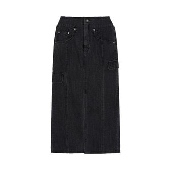 레이브 Denim Midi Skirt in Black VJ3SS102-10