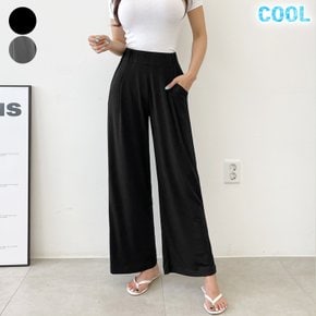제이지컴퍼니 여성  대박 시원함! 핀턱 밴드 쿨링 아이스 일자 와이드 찰랑 팬츠 바지