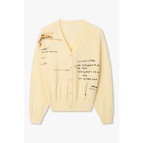 [부산점] 보브)) BASQUIAT 바스키아 레터링 브이넥 니트 가디건 (7126250181)