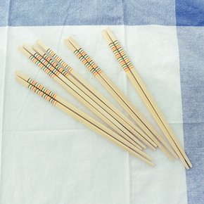 신대나무젓가락 5매 줄무늬 식기 도시락 라면젓가락