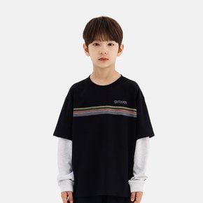 [본사]배색 레이어드 티셔츠 (블랙) OD263ILS03_BLK