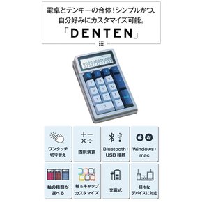 DENTEN 계산기 텐키- 2in1 Bluetooth 무선 메카니컬 스위치 Type-C 충전 적축