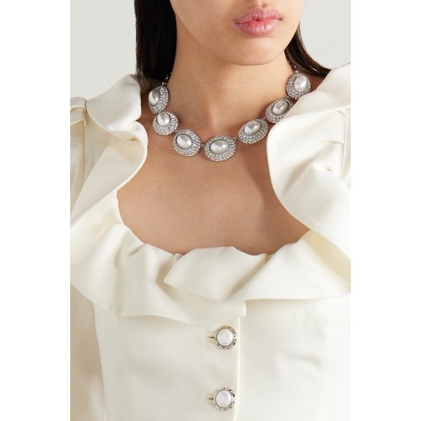실버톤 크리스털 인조 진주 초커 1647597324771720