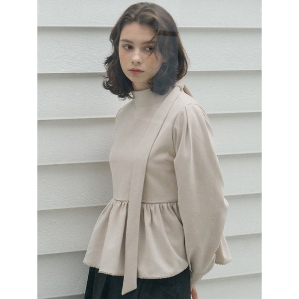 리본 타이 블라우스 Beige