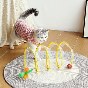캣냐옹 회오리 낚시 캣터널 스프링 고양이 접이식 캣 장난감.도그웨그