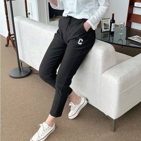 여성 트레이닝 배기팬츠 1P C패치 홈웨어 밴딩 바지 여성배기팬츠