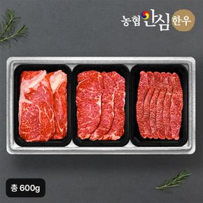 농협안심한우 한우구이용모듬한판 1등급 총 600g (등심 200g+채끝 200g+차돌양지..[34538896]