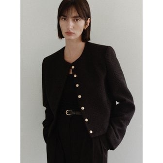 아르카익 button tweed jacket_black