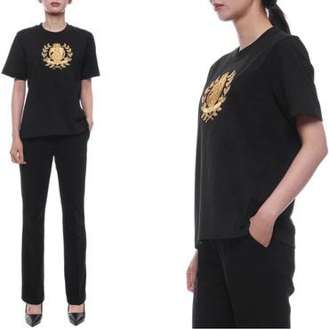 버버리 25SS 여성 B 크레스트 자수 반팔티셔츠 (8108170 BLACK 25S)