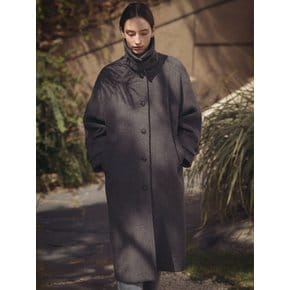 Single wool raglan long coat_Charcoal