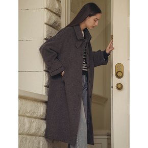 Single wool raglan long coat_Charcoal