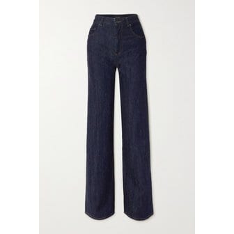 로로피아나 Cashmere-blend Denim High-rise Straight-leg Jeans 인디고 블루