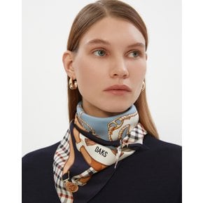 [24SS] [D-SCARF] 네이비 프린트 실크 100 삼각 스카프 DLSC4B113N2