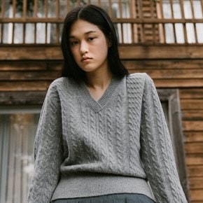 [블랭크03] cashmere cable pullover (melange grey)