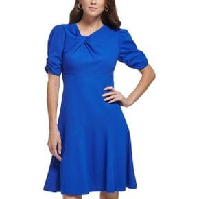 5051896 DKNY Short Sleeve Side Knot Godet Midi Dress