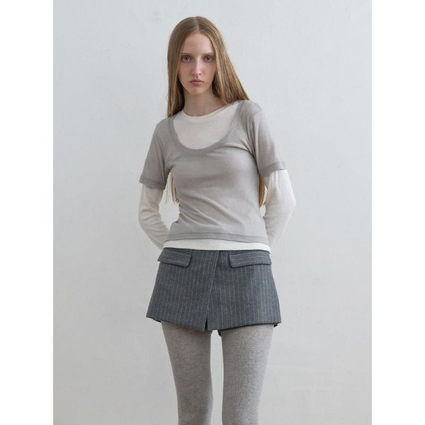 Layered Jersey Top Grey