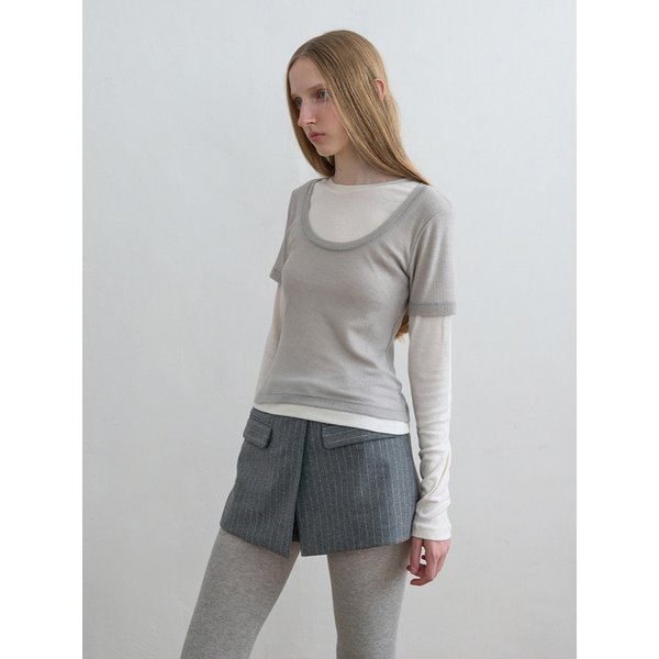 Layered Jersey Top Grey