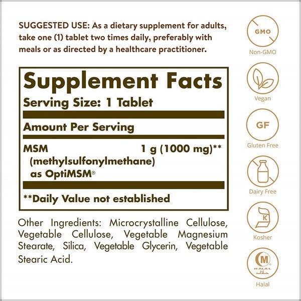 솔가 MSM solgar 식이유황 1000mg 120타블렛 X 3통