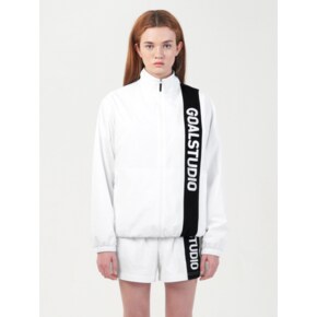 COLOR BLOCK WOVEN STRETCH TRACK JACKET-WHITE