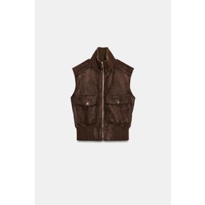 ZARA 자라 벨벳 가죽 조끼 3046 259 700