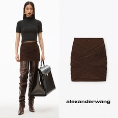 alexanderwang 알렉산더왕 호저리 저지 루싱 다크 브라운 미니 스커트