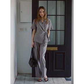 Pintuck Straight Slacks [Gray]