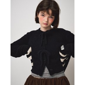 FLUFFY KNIT CARDIGAN, BLACK