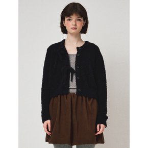 FLUFFY KNIT CARDIGAN, BLACK