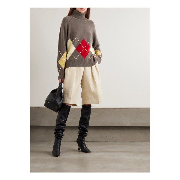 아치4 쿠르슈벨 자수 아가일 캐시미어 스웨터 그레이 46376663162866764