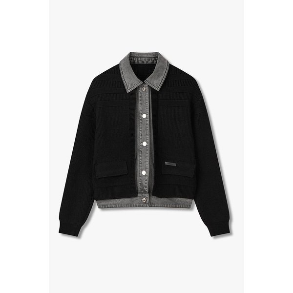 데님 패치 카라 니트 가디건 7156150800199