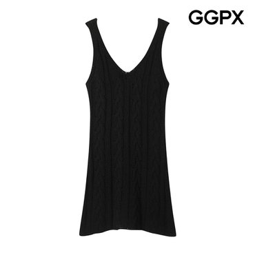 GGPX 양 V넥 꽈배기 니트 미니 원피스 (GP7OP031F)