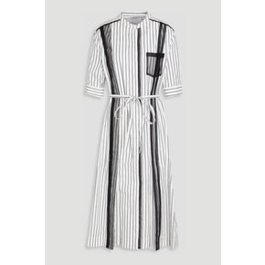 Belted striped cotton-poplin midi shirt dress 화이트 1647597352274286