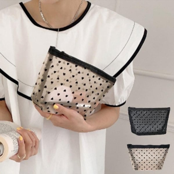 [옷자락] 여자 데일리 메쉬 망사 삼각형 화장품 보관 파우치