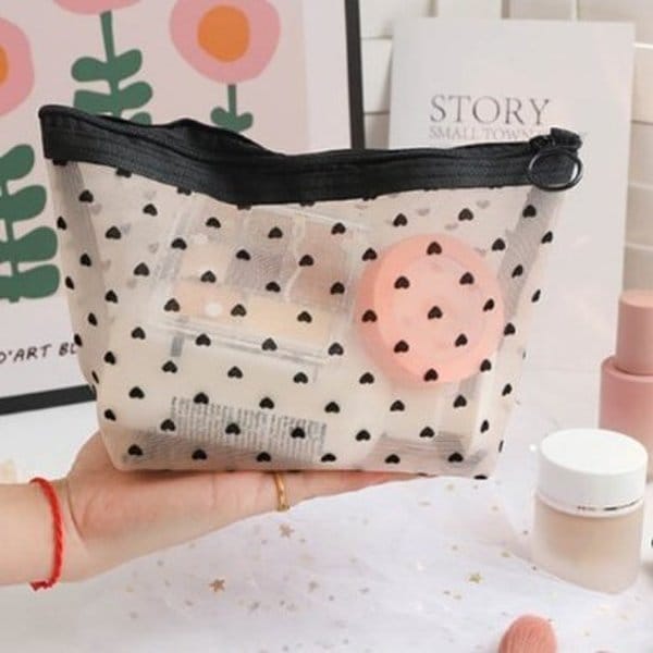 [옷자락] 여자 데일리 메쉬 망사 삼각형 화장품 보관 파우치