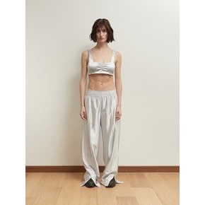 GLOSSY LACE TRACK PANTS [SILVER]