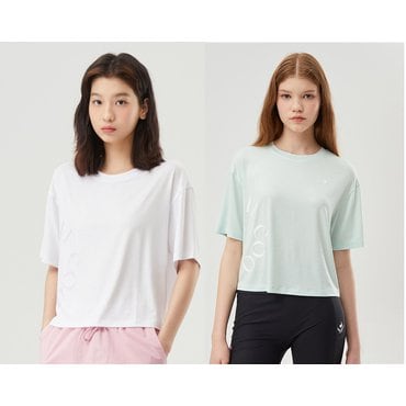 르꼬끄 [60% OFF] 여성 슬럽 크롭 레터링 반팔티 (QP122ORS23)