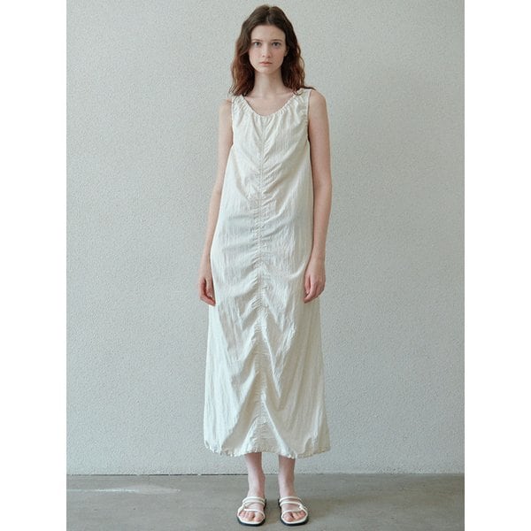 puckering banding dress (ecru)