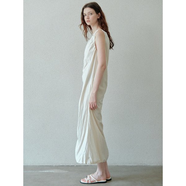 puckering banding dress (ecru)