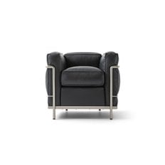 [Cassina 공식수입원] 2 Fauteuil Grand Confort, Petit Modele Armchair (Black/Chrome)